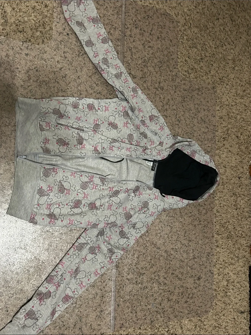 Self Esteem Light Gray Hoodie Jacket with Pink Accents